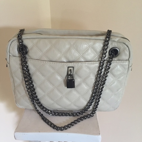 Stone White Quilted Camera Style Bag