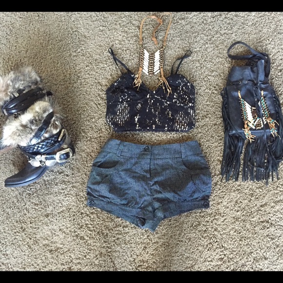 Forever 21 Striped Engineer Shorts