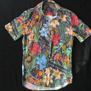 Top man men's short sleeve button up slim fit