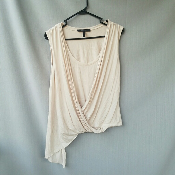 BCBG Tops - BCBG Ivory Scoop Asymmetric Top