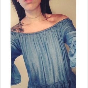 Off The Shoulder Chambray top