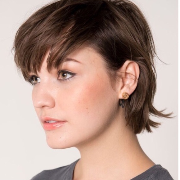 Rose Gold Bullet Top Stud Earrings - Picture 2 of 3