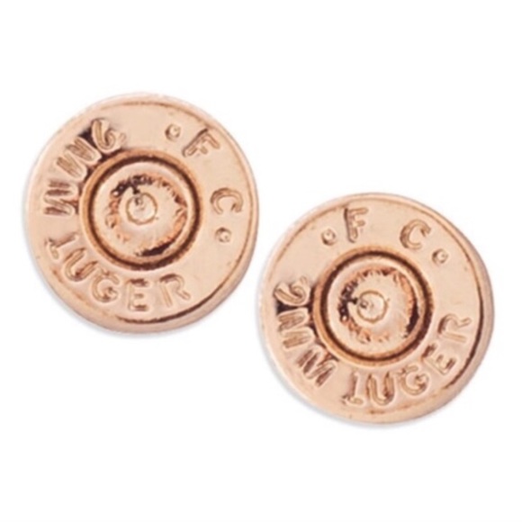 Rose Gold Bullet Top Stud Earrings - Picture 3 of 3