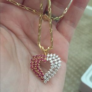 Diamond and ruby heart