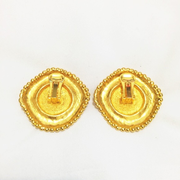 Gold Plated Statement Button Earrings - image 2