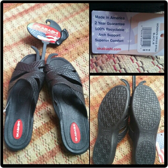okabashi cross strap sandals