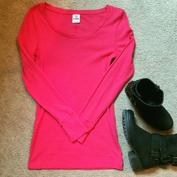 Victorias Secret Hot Pink Scoop Neck Top
