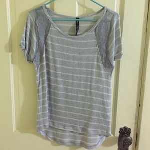Jessica Simpson Grey and white striped shirt