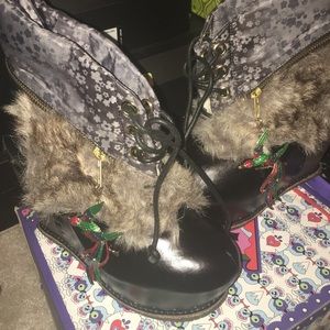 FUR LEATHER ANKLE BOOT