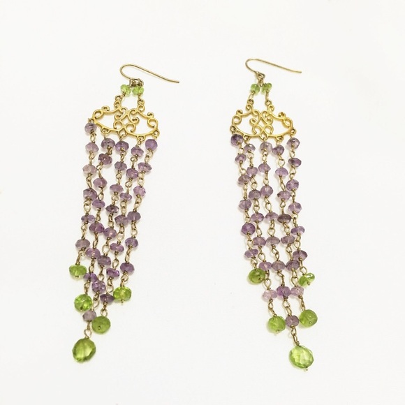 Lavender and green beaded chandeliers