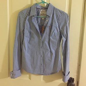 Hollister blue and white button down