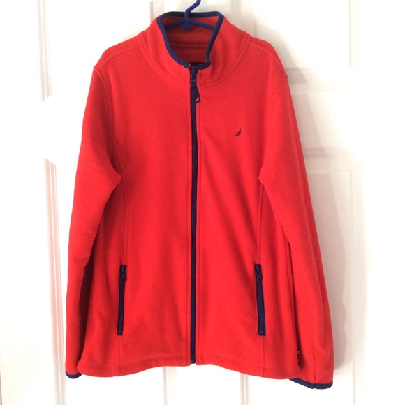 GIRLS Nautica red zip up fleece