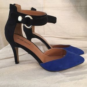 Ankle strap, faux suede PUMPS