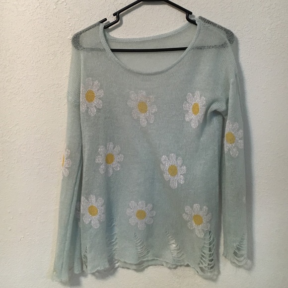 distressed daisy sweater