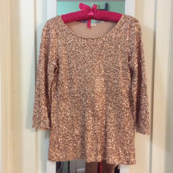J. Crew Tops - SALE🍍🍉 j crew rose gold sequined shirt!