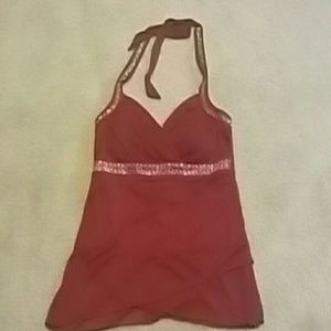 Red Cami Silver Rhinestones Last One