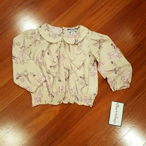 NWT HARTSTRINGS TODDLER GIRL TOP BLOUSE PARIS 2T