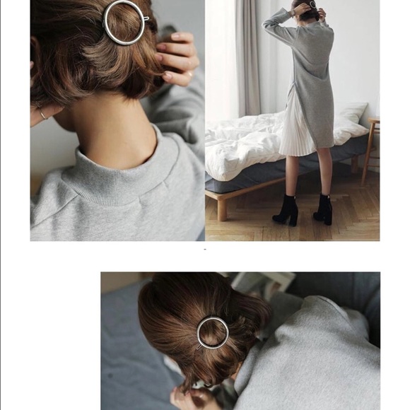 Silver circle hair clip - Picture 3 of 4