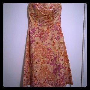 Paisley pattern strapless dress sz 0