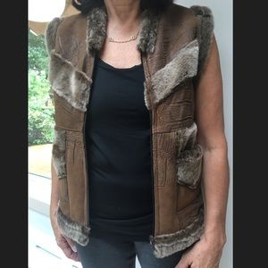 Fur zip up vest
