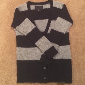 Navy and Grey Striped Forever 21 Cardigan