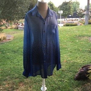Ombré cheetah print button-up blouse