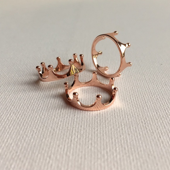 LAST ONE Rose Gold Plated Sterling Crown Ring - Picture 2 of 4