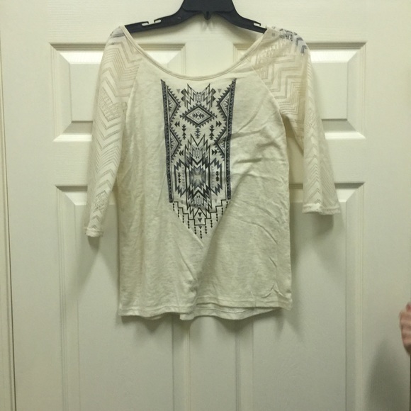 Cream shirt with Indian print on front