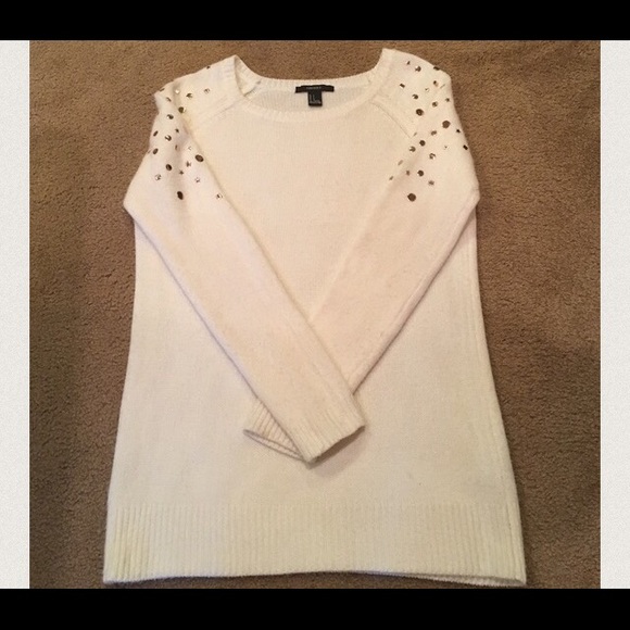 Cream Forever 21 Sweater with Gold Decoration
