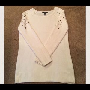 Cream Forever 21 Sweater with Gold Decoration