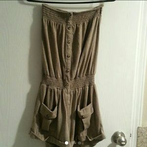 Brown Strapless Romper