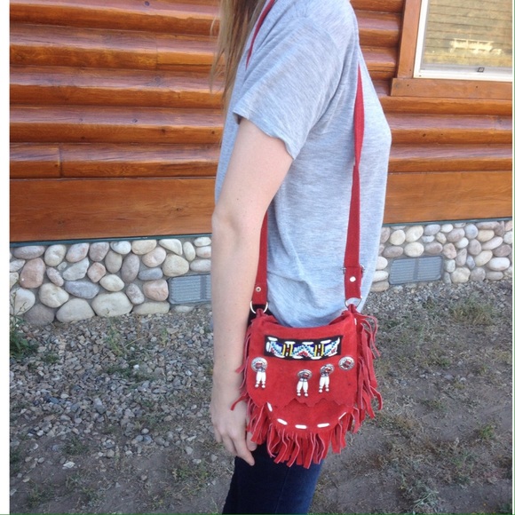 Western leather suede fringe tassel cross body purse - Picture 2 of 3