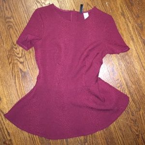 H&M Maroon Peplum Top - US size 4