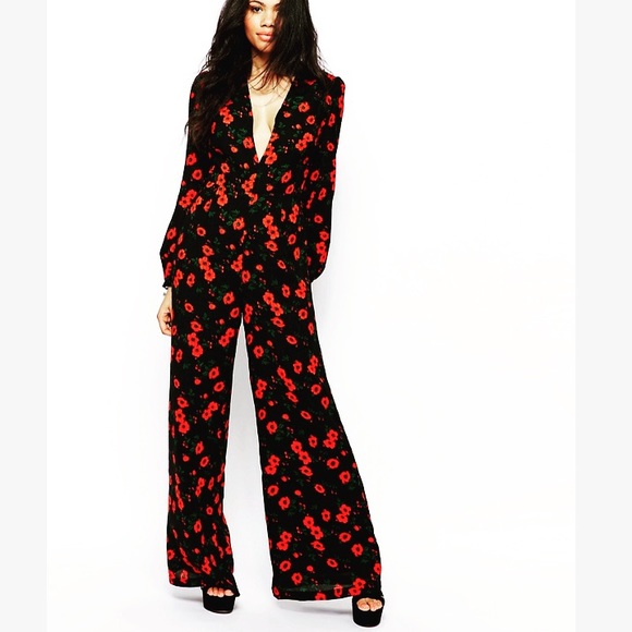Blouson Sleeve Spanish Floral Jumpsuit in Medium