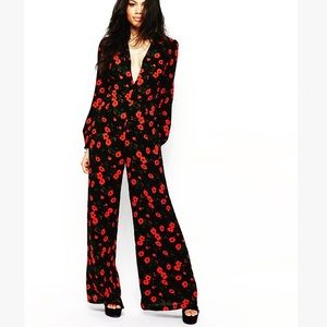 Blouson Sleeve Spanish Floral Jumpsuit in Medium