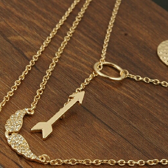 Layered Arrows&Angel Wings Necklace - Picture 3 of 4