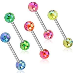 SALE! 14g Neon Splatter Acrylic Tongue Rings