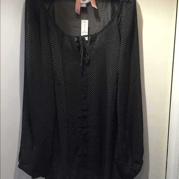 NWT Old Navy Long Sleeve Black Sheer Blouse