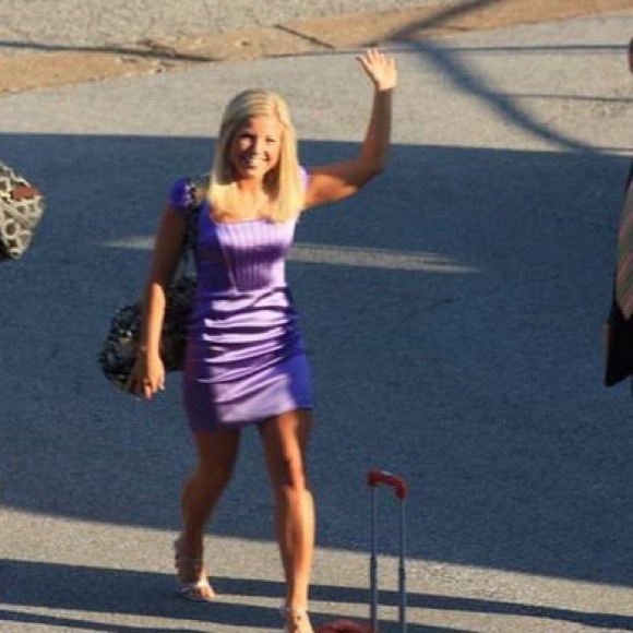 Purple Satin Cocktail Dress - Picture 2 of 4