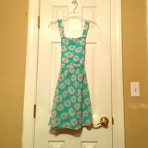Rue 21 turquoise daisy apron style dress