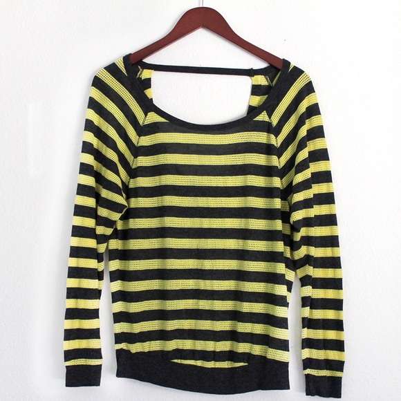 ALO • open back long sleeve striped top