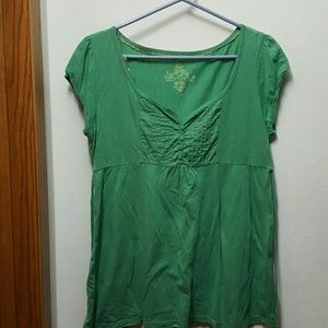 Green causal tie shirt