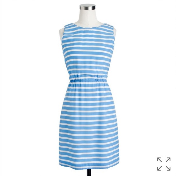 J. Crew Blue and White Stripe Boatneck Dress