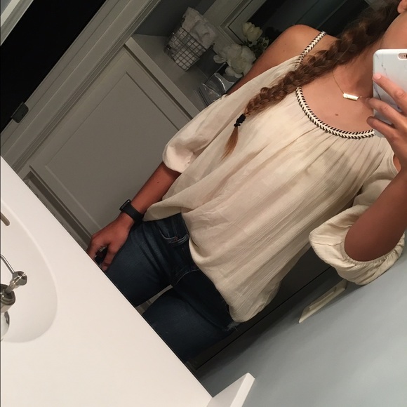 Peasant style off white blouse