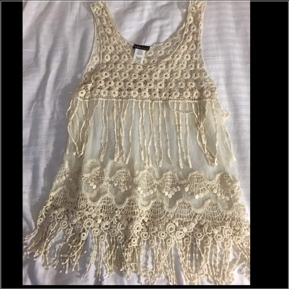 Wet Seal sheer lace top in creme
