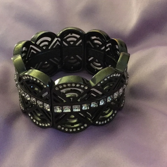 Beautiful black bangle with diamond accents