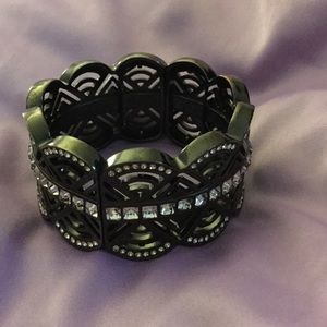 Beautiful black bangle with diamond accents