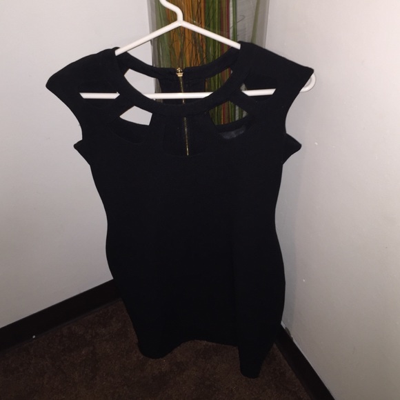 black dress/gold zipper, 97% polyester 3% elastane