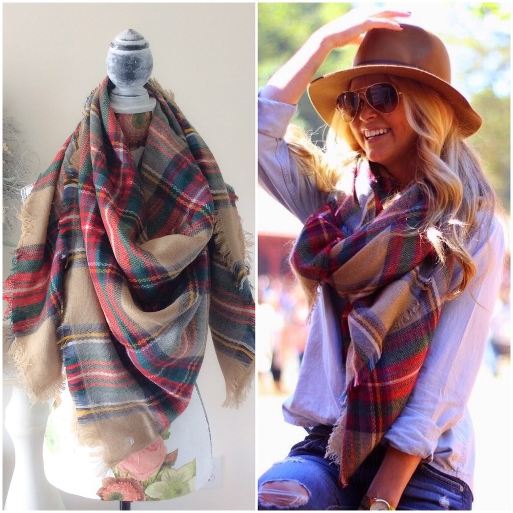 THE ESSENTIAL Plaid Blanket Scarf - Picture 4 of 6