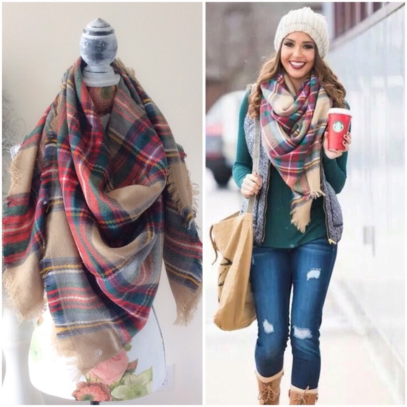 THE ESSENTIAL Plaid Blanket Scarf - Picture 2 of 6